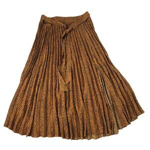 Azalea Women’s Pleated Midi Skirt Animal Print w/ Tie Belt Size Medium
